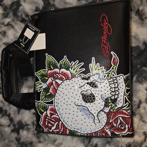Ed Hardy Black Skull and Roses Women's Bag
